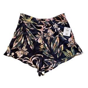 NTW O’NEILL RAVEN PRINTED SHORTS BLACK GREEN PINK FLORAL HIGH WAISTED SIZE LARGE